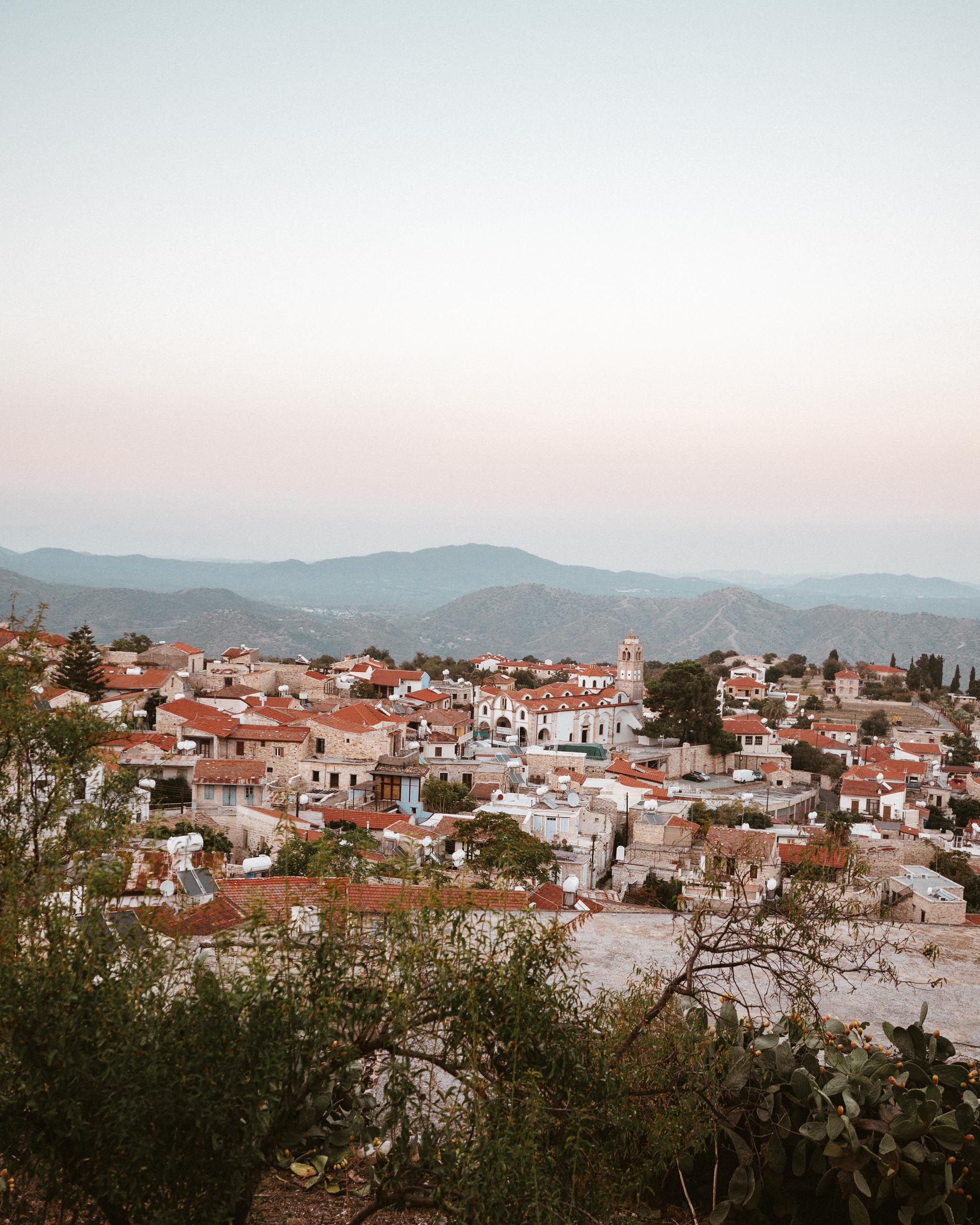 Sunset over omodos mountain town in Cyprus via @finduslost