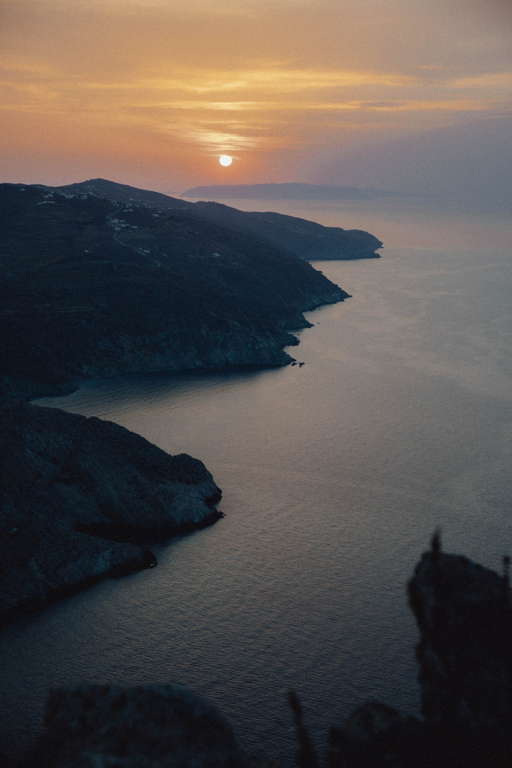 Sunset from Church of Panagia in Folegandros with panoramic views across the aegean sea