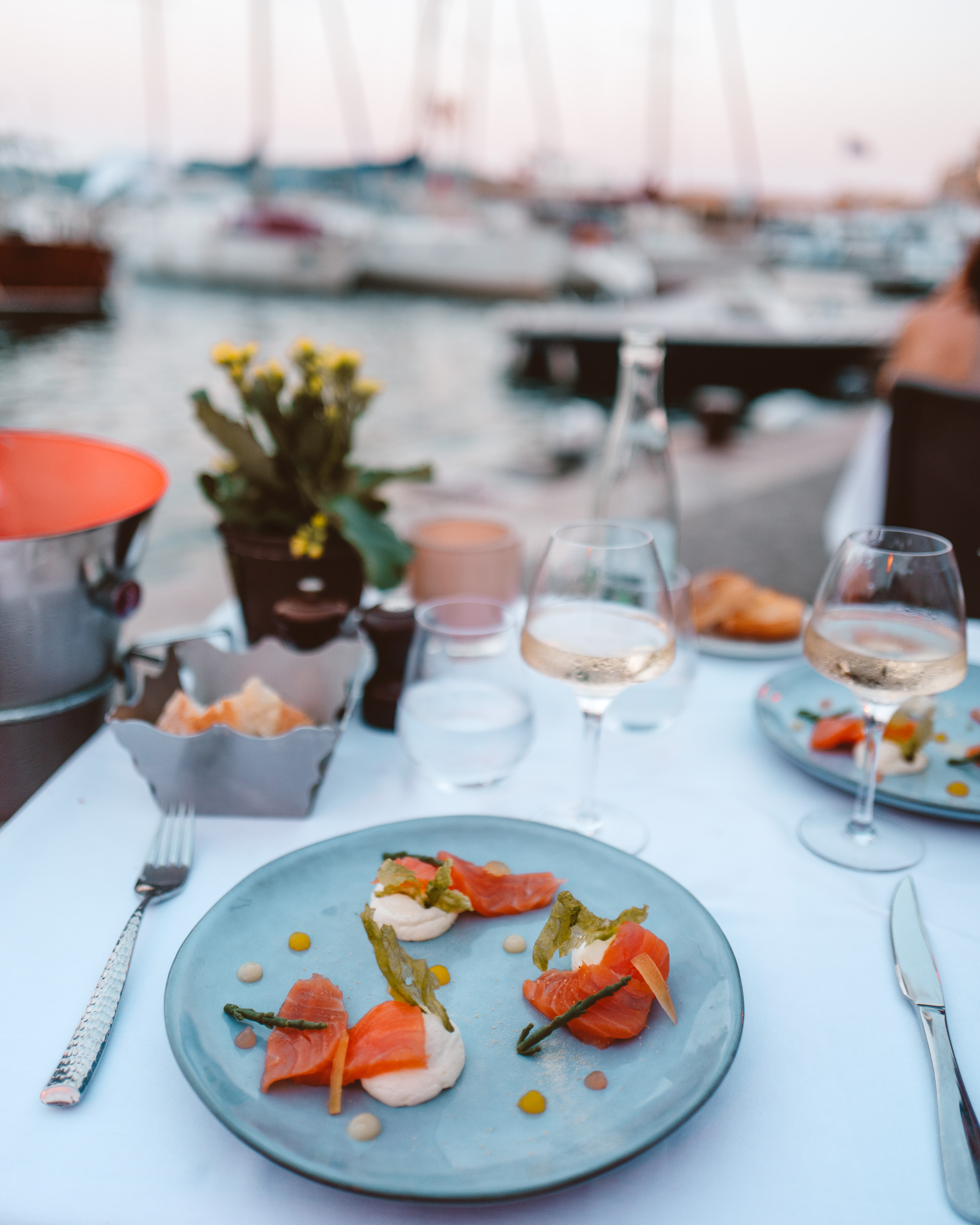 Dinner at Villefranche-Sur-Mer town in the French Riviera