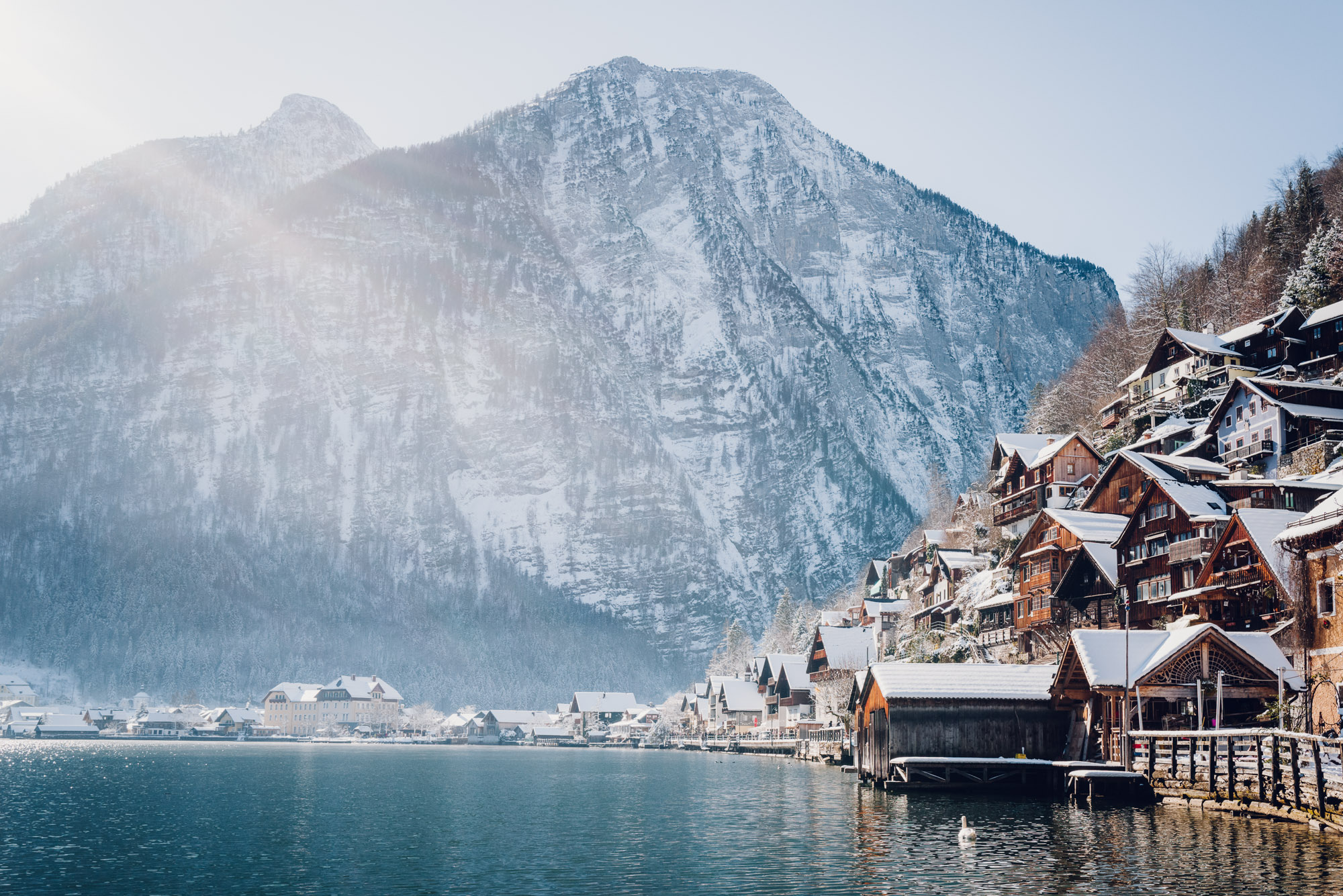 Hallstatt Austria famous viewpoint in Winter