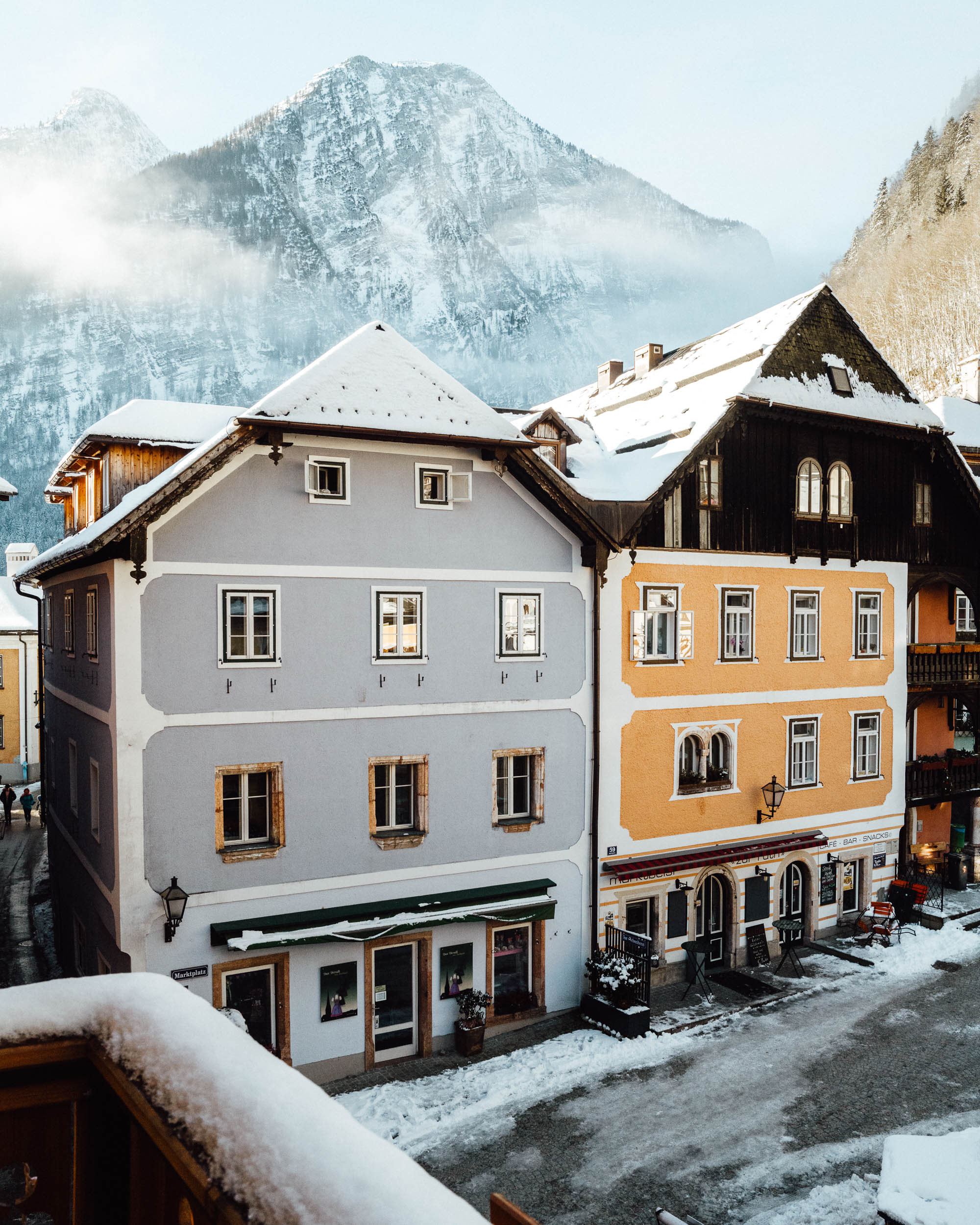 Balcony view at Seehotel Gruner Baum Hallstatt hotel in Austria