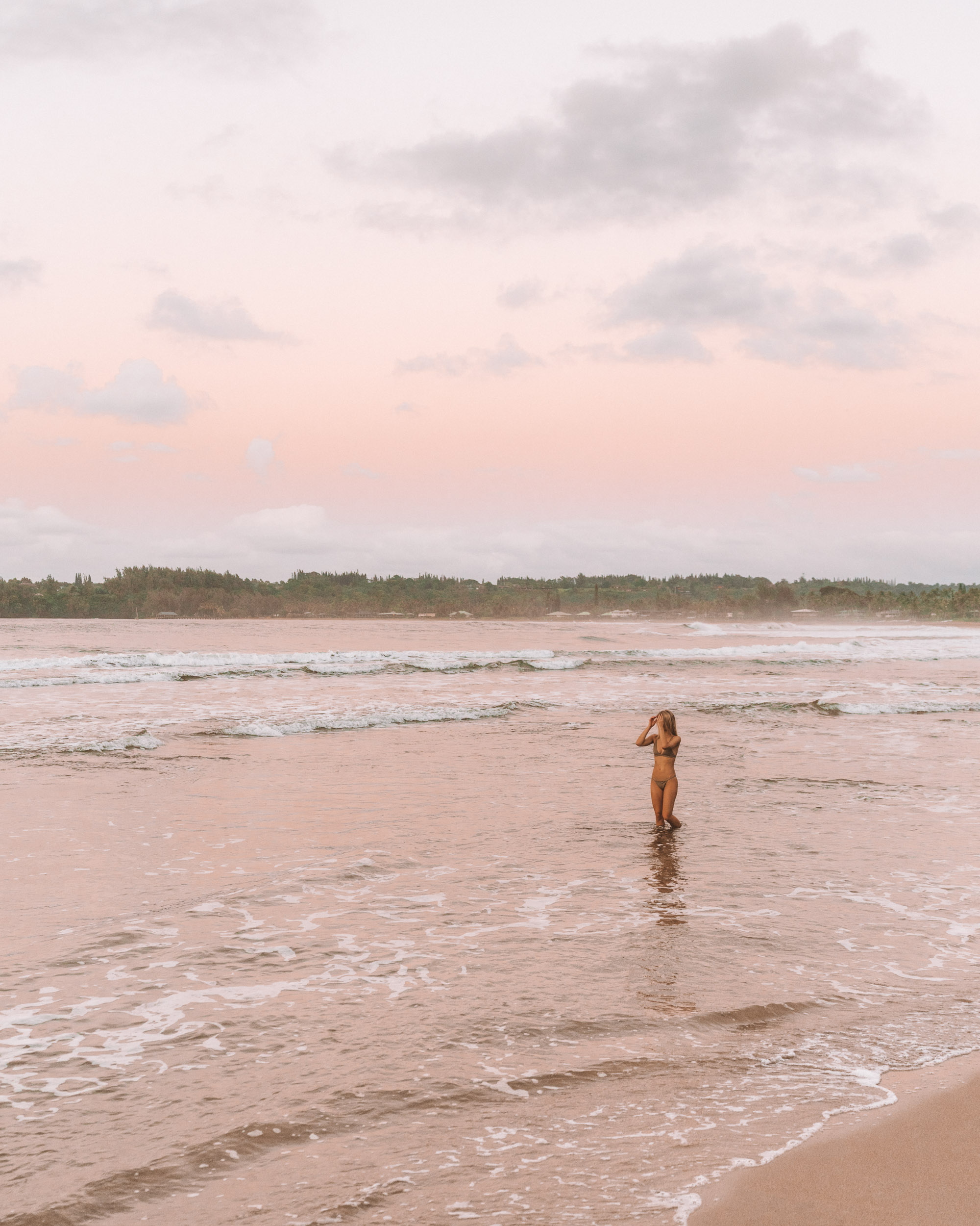 Hanalei Bay Beach at Sunset in Kauai via Find Us Lost