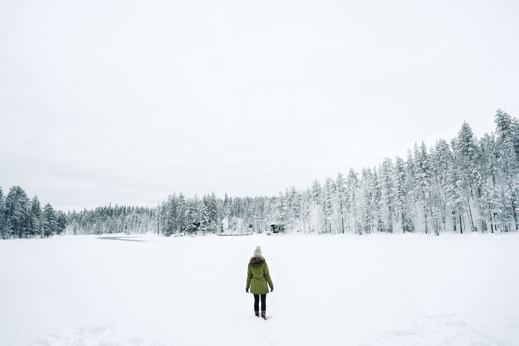 Frozen lake in Oulanka National Park Juuma Finland