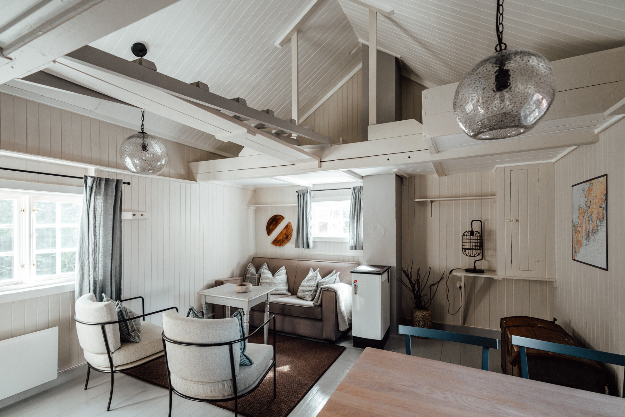 Kitchen of Hotel in Lofoten Norway Nusfjord Arctic Resort Traditional Fishermen Red Cabin with a Fjord View - Find Us Lost