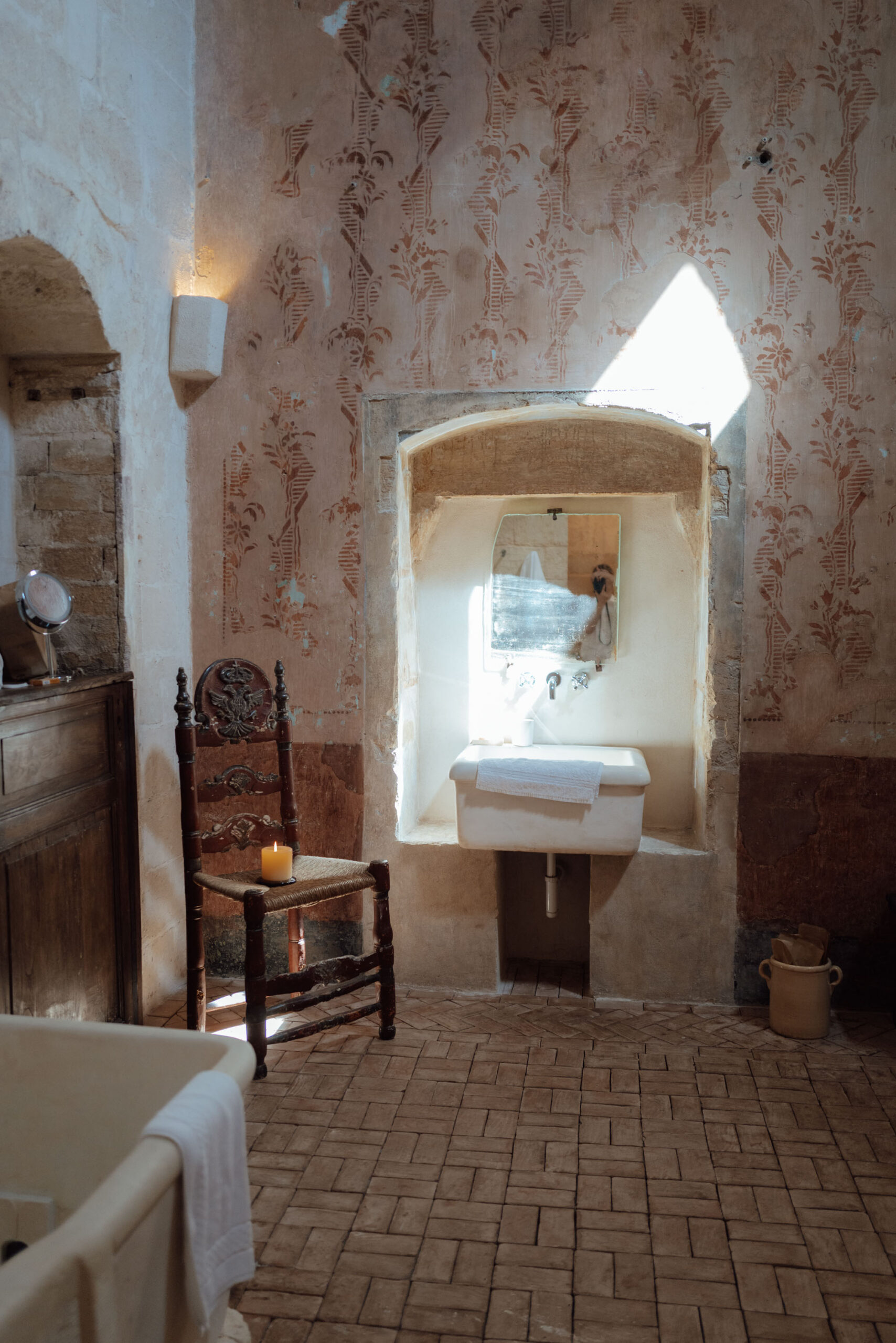 The bathroom at sextantio le grotte della civita the original cave hotel in matera italy