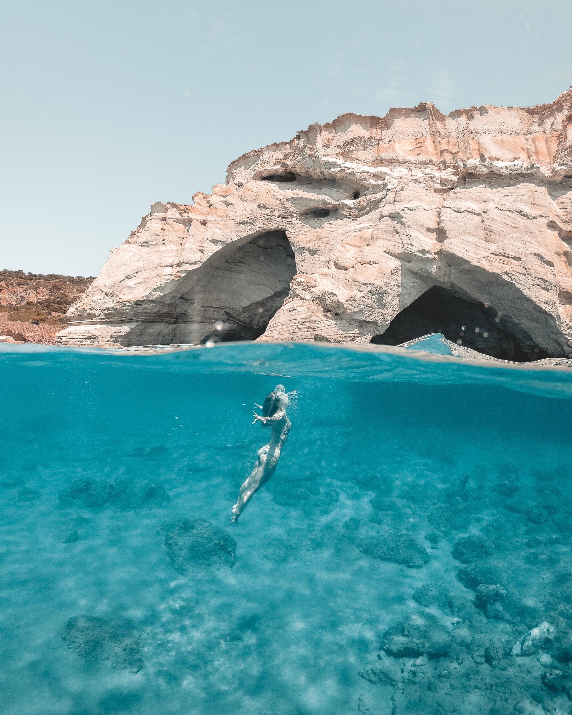 Kleftiko caves in Milos, Greece via @finduslost