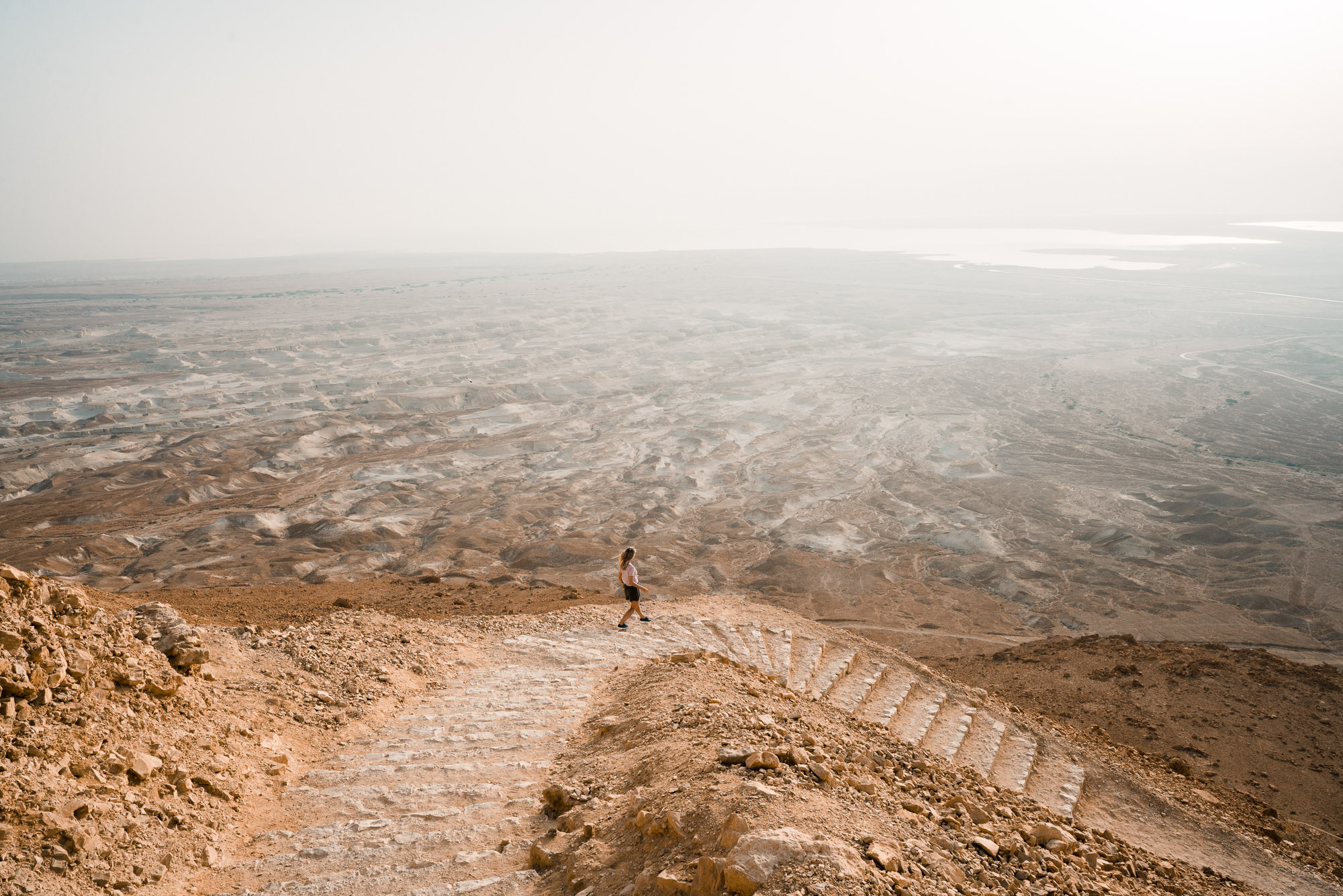 Masada at sunrise walking path down the mountain dead sea in israel find us lost