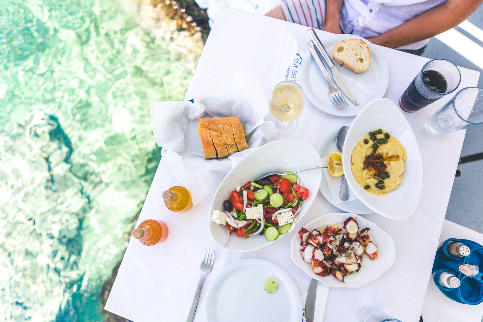 The best greek food in Ammoudi Bay - oia, santorini, greece 