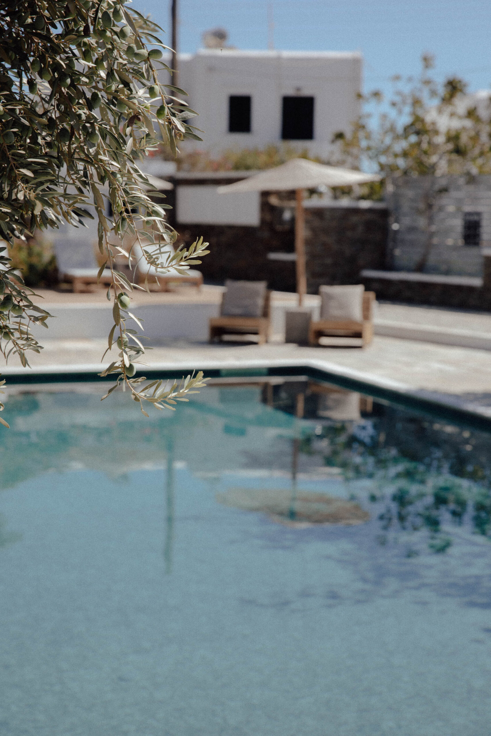 Pool area at Verina Terra Hotel near Platis Gialos, a family-friendly hotel option where to stay in Sifnos.