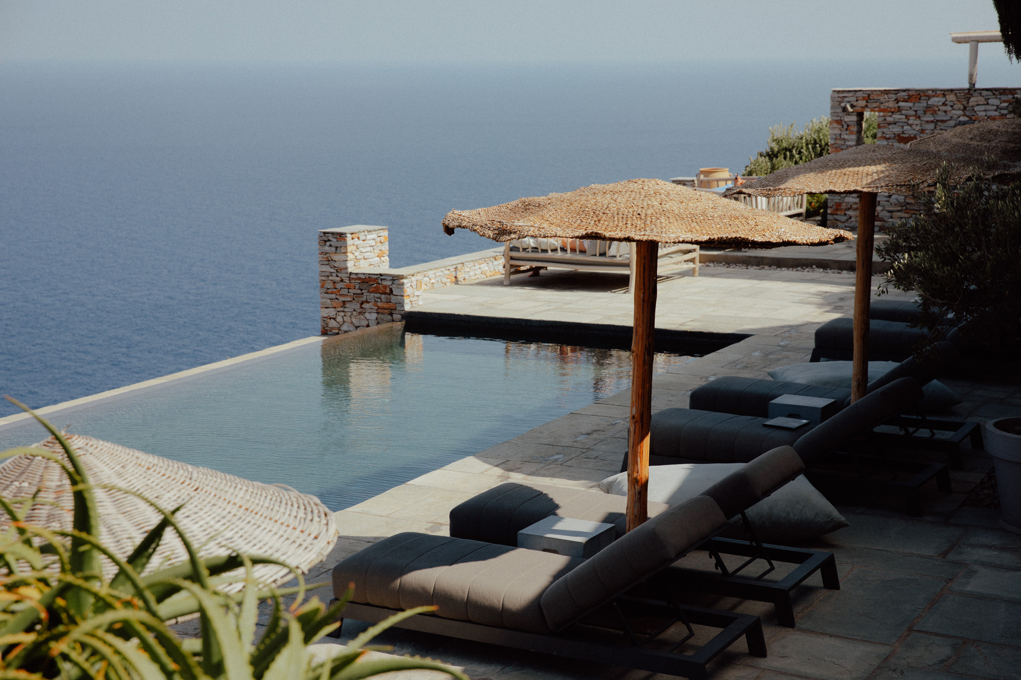 The outdoor pool and deck at Verina Astra hotel on Sifnos Island 