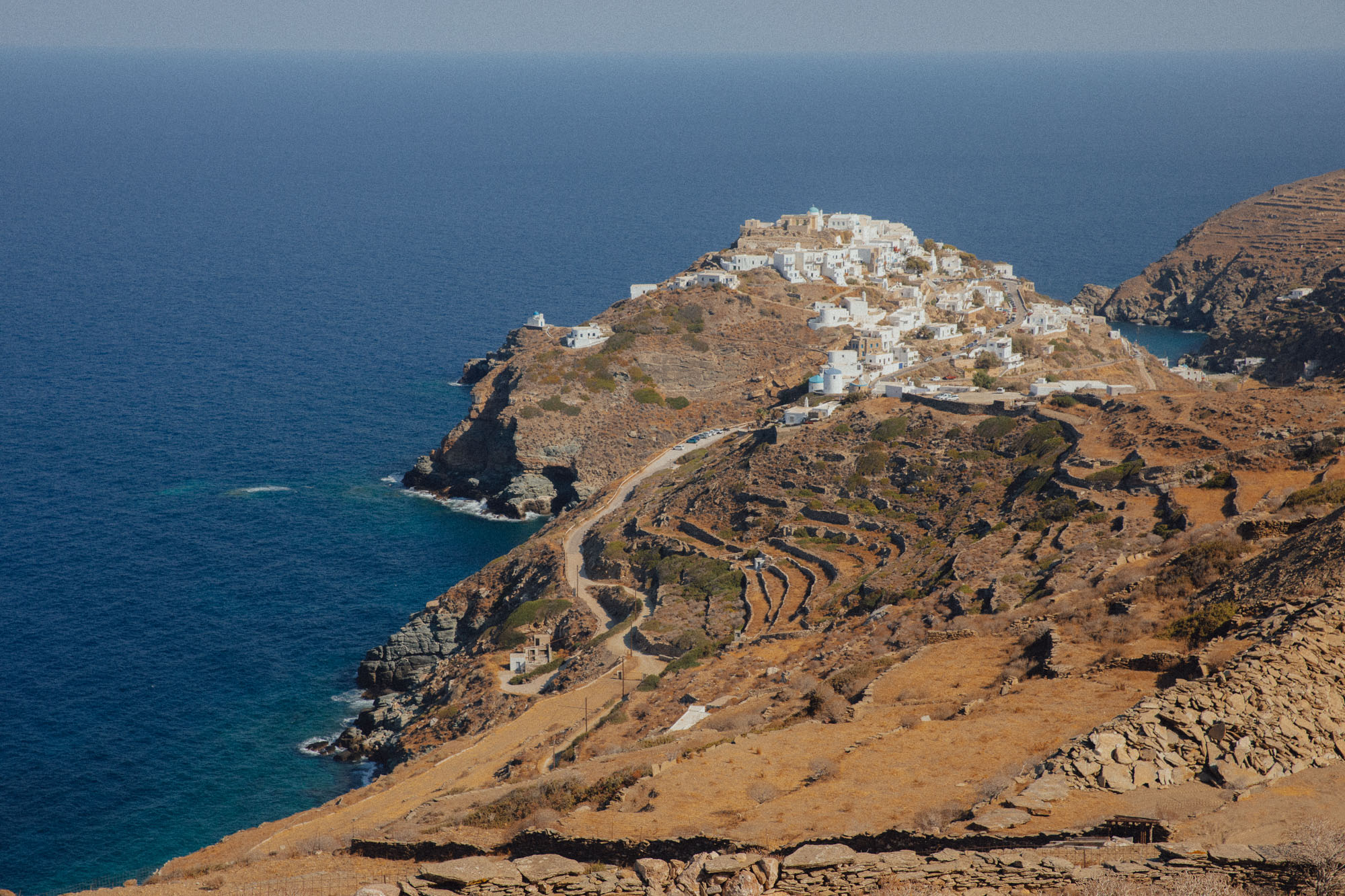 Coastal views from the road to Verina Terra Hotel in Sifnos, showing the landscape near popular places where to stay in Sifnos