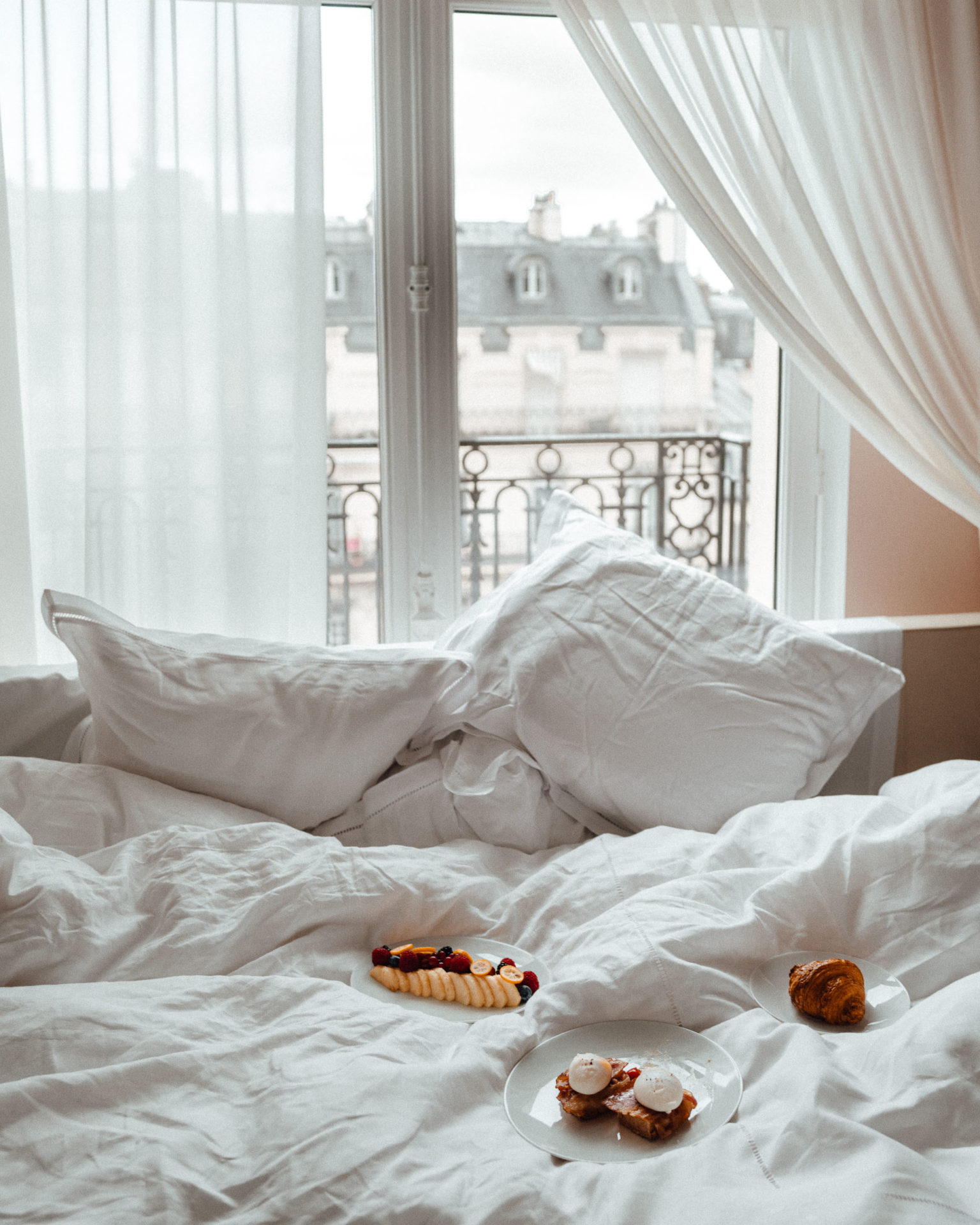 Breakfast in bed at Le Royal Monceau Paris Hotel