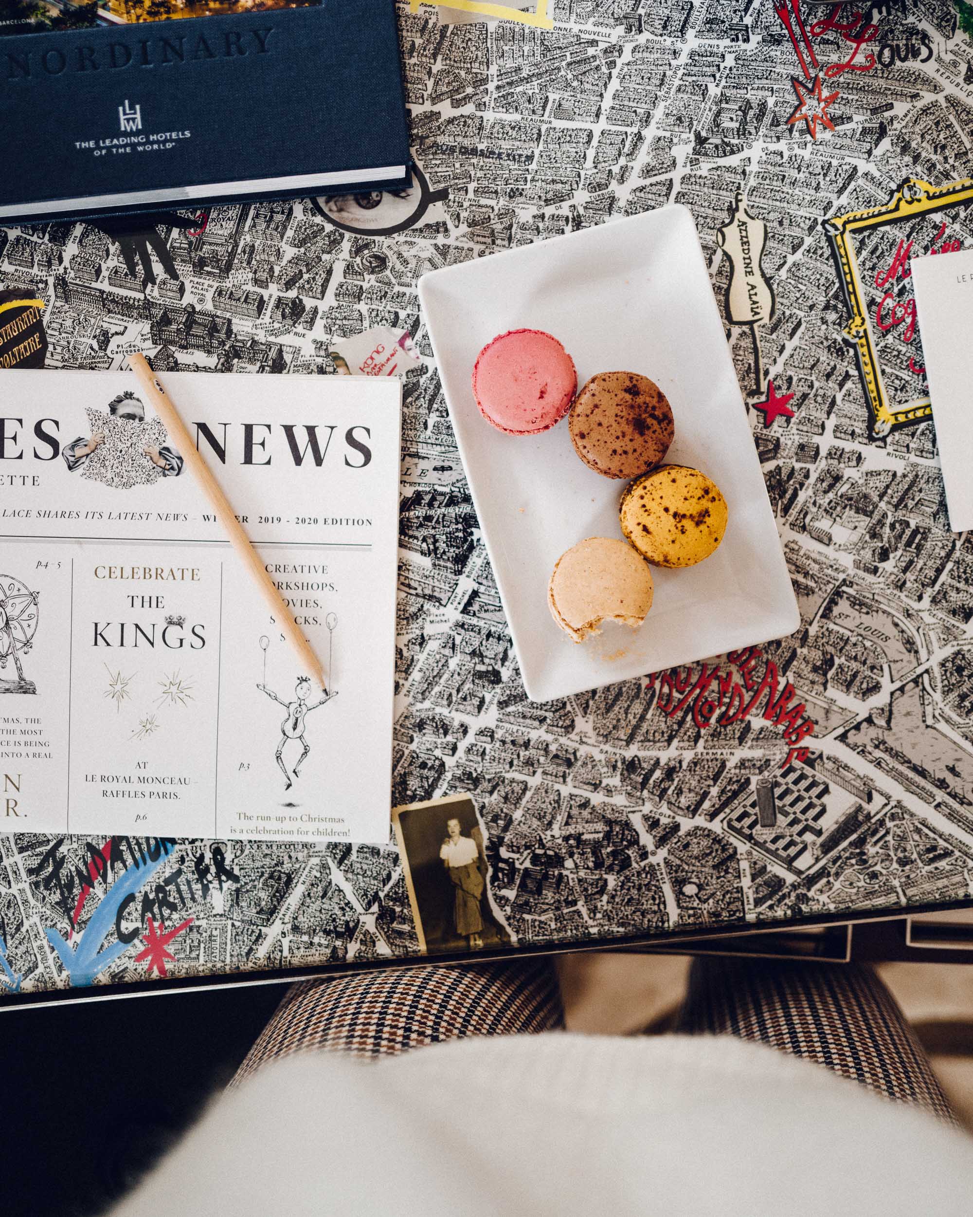Desk map at Le Royal Monceau Raffles Paris
