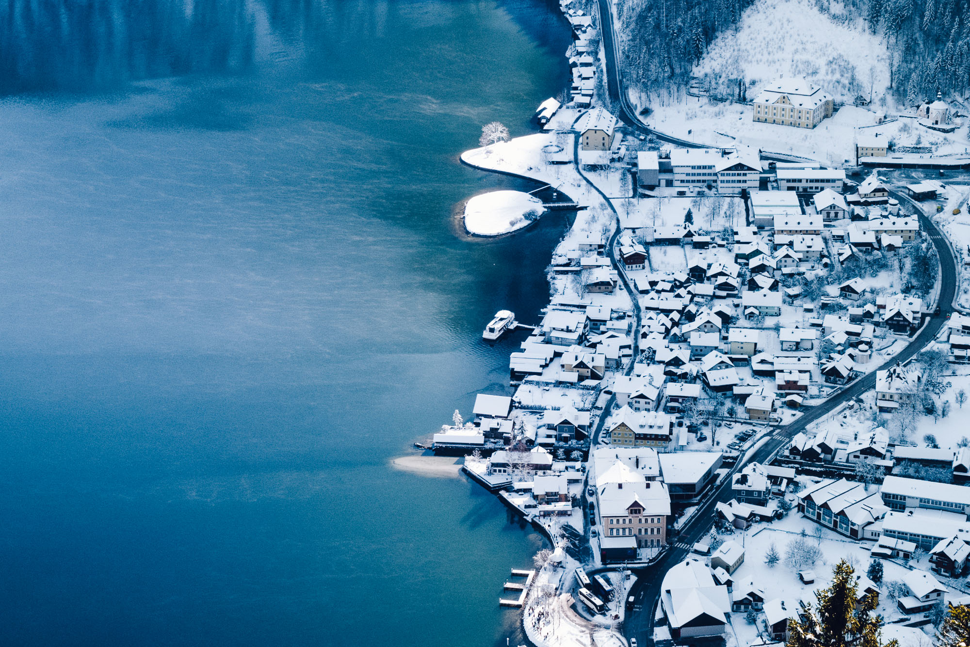 View from Hallstatt skywalk in winter World Heritage viewpoint