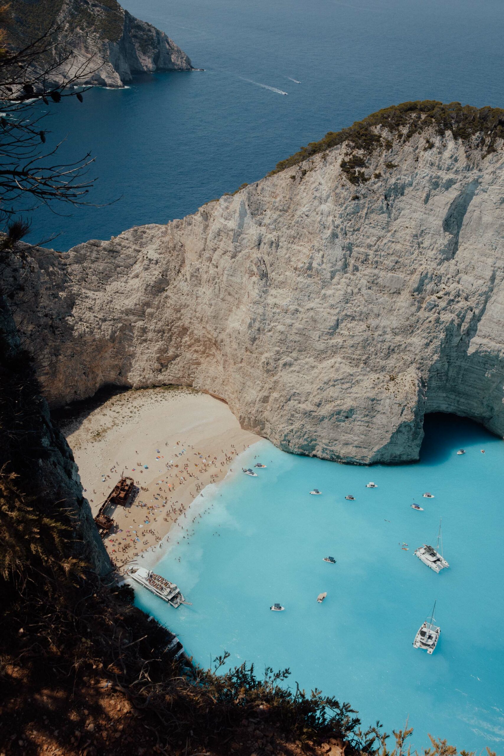 Navagio shipwreck beach viewpoint in Zakynthos Greece